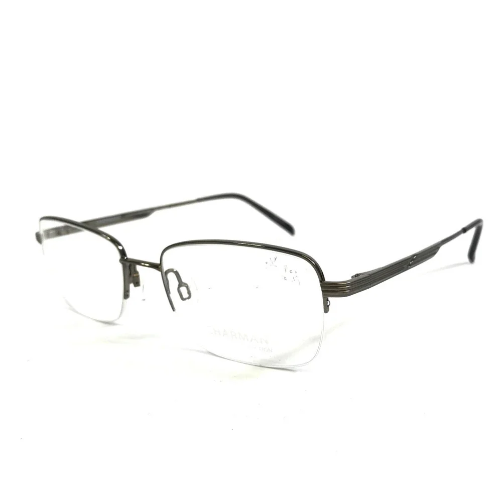 Charmant Eyeglasses Frames CH29107 GR Gray Rectangle Half Rim Titanium 52-18-145